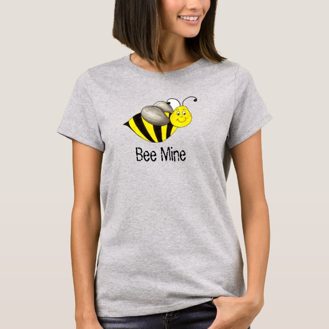 Bee (Be) Mine Yellow Bumblebee Valentine's Day T-Shirt (Front)