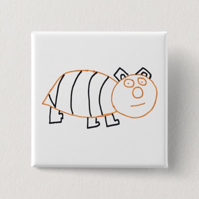 Bee Bear 5.1 cm (2") Square Badge Pinback Button (Front)