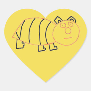 Bee Bear Heart Stickers