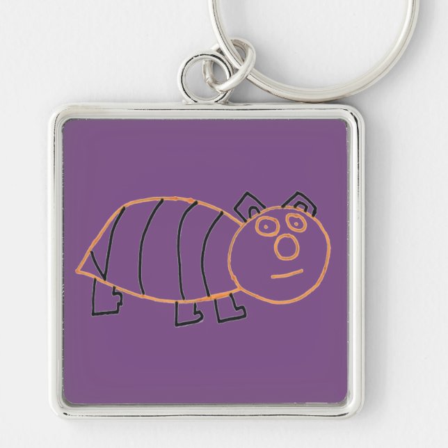 Bee Bear Premium Square Keychain (Front)