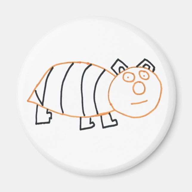 Bee Bear Round Magnet (Front)
