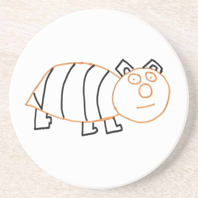 Bee Bear Sandstone Coaster (Front)