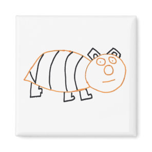 Bee Bear Square Magnet