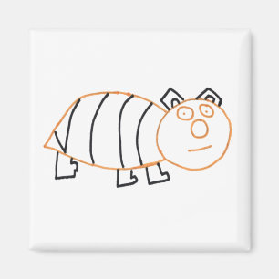 Bee Bear Square Magnet