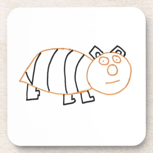 Bee Bear Square Plastic Coaster (Front)