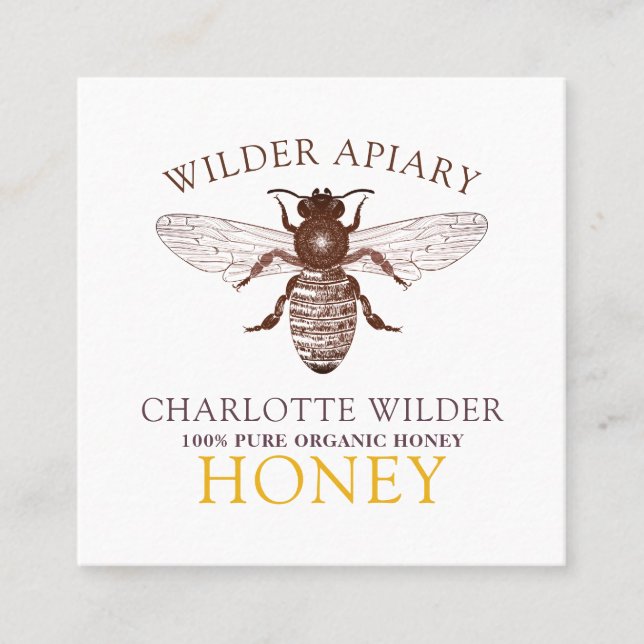 Bee Beekeeper Beekeeping Apiary Honey Square Busin Square Business Card (Front)