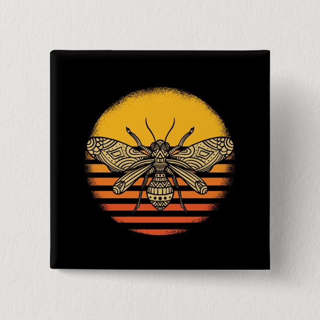 Bee Beekeeper Beekeeping Retro Gift Button (Front)