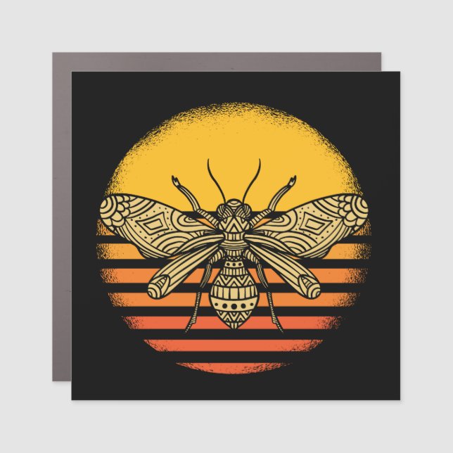 Bee Beekeeper Beekeeping Retro Gift Car Magnet (Front)