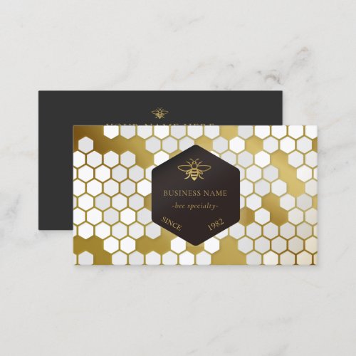 Bee BeeKeeper Honey Apiarist Gold Black  Business Card