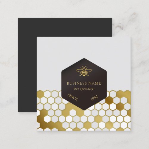 Bee BeeKeeper Honey Apiarist Gold Black  Square Business Card