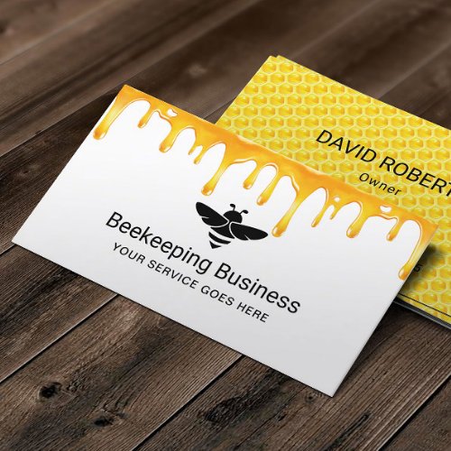Bee Beekeeping Honey Apiary Gold Drips Farm Business Card