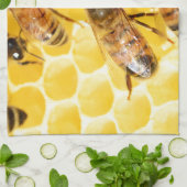 Bee Bees Hive Honey Comb Sweet Dessert Yellow Towel (Folded)