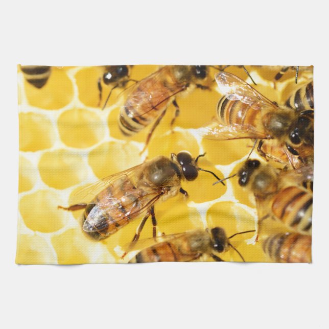 Bee Bees Hive Honey Comb Sweet Dessert Yellow Towel (Horizontal)