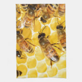 Bee Bees Hive Honey Comb Sweet Dessert Yellow Towel (Vertical)