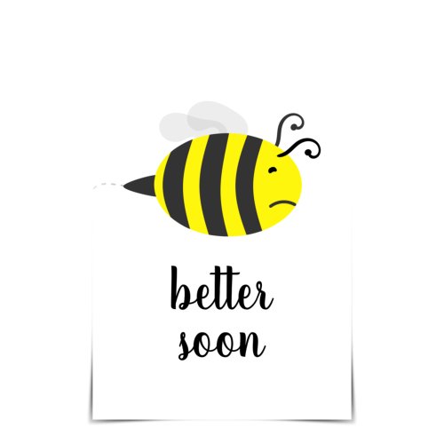 BEE Better Soon Sick Bee Get Well Card