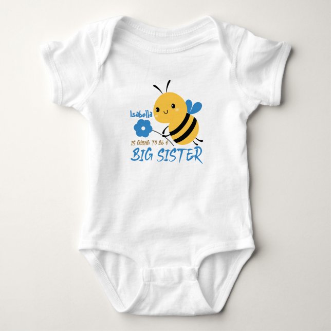 Bee Big Sister Pregnancy Announcement Toddler Baby Bodysuit (Front)