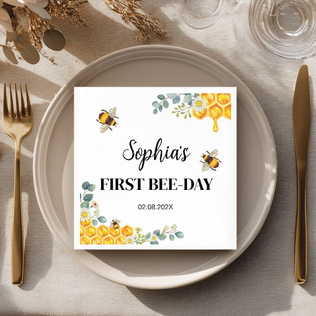 Bee Birthday Baby Shower Napkins (Creator Uploaded)