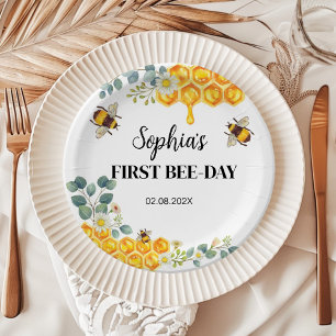 Bee Birthday Baby Shower Paper Plates