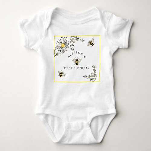 Bee Birthday Bumble Bee Party Baby Bodysuit