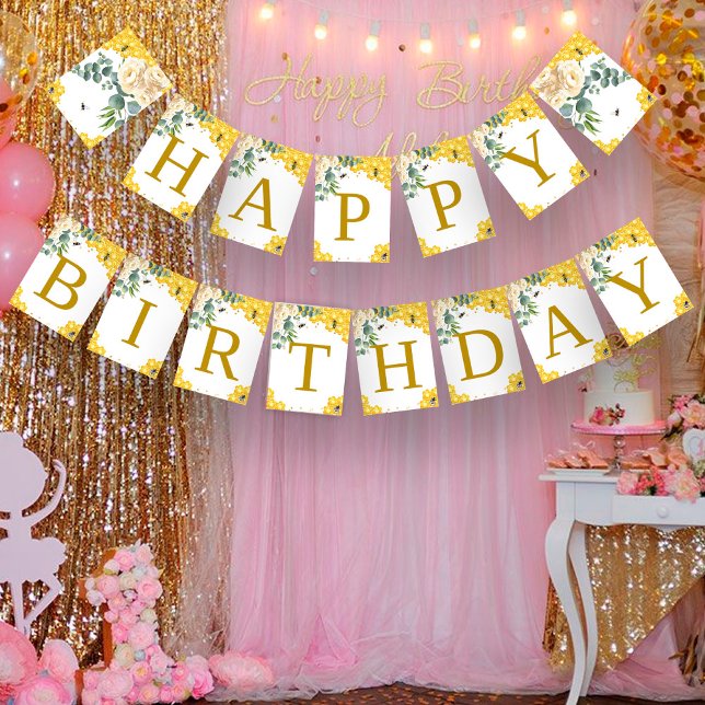 Bee Birthday Bunting Flags (Creator Uploaded)