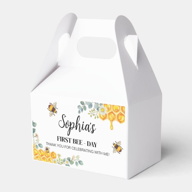 Bee Birthday Favor Box Bumble Bee (Front Side)