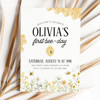 Bee Birthday First Bee Day Invitation