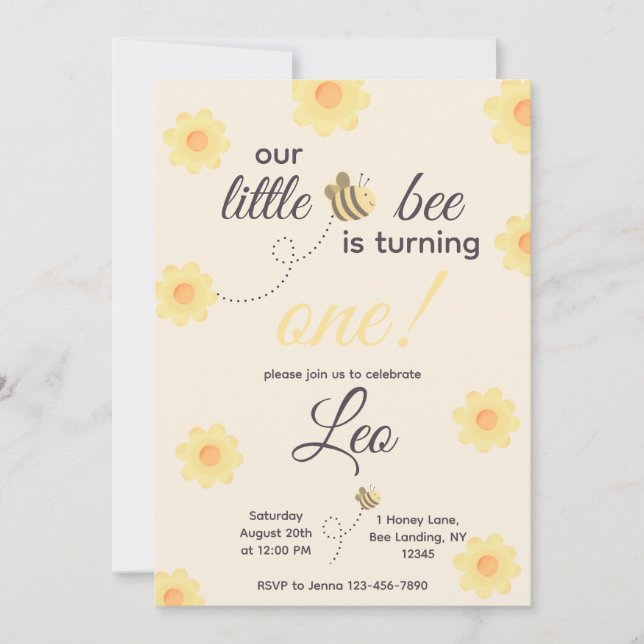 Bee Birthday Invitation (Front)