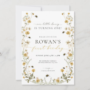 Bee Birthday Invitation 1st Bee Day Invite
