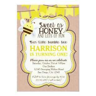 bee 1st birthday invitations zazzle