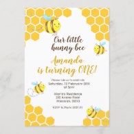 Bee Birthday Invitation for boy or girl