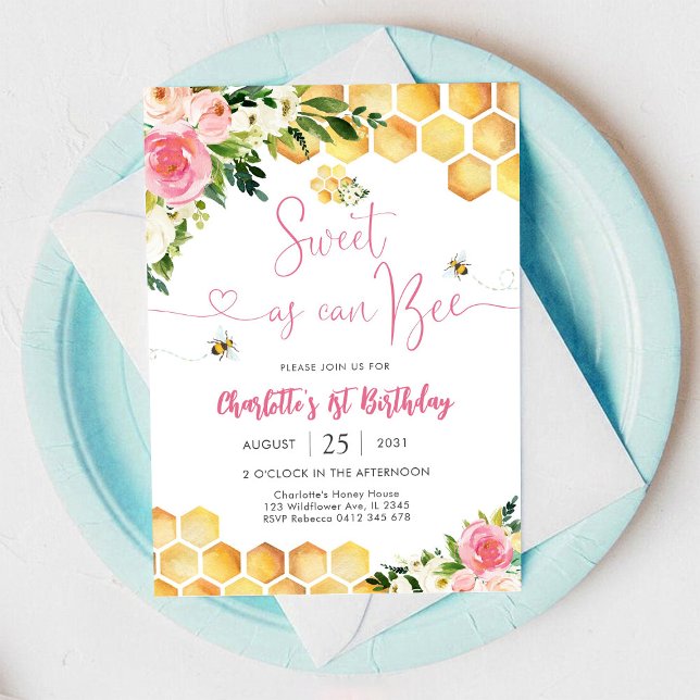 Bee Birthday Invitation Girl (Creator Uploaded)