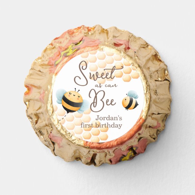 Bee Birthday Invitation Reese's Peanut Butter Cups (Front)