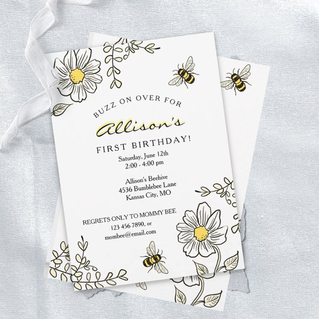 Bee Birthday Invitations for Busy bee birthday (Creator Uploaded)