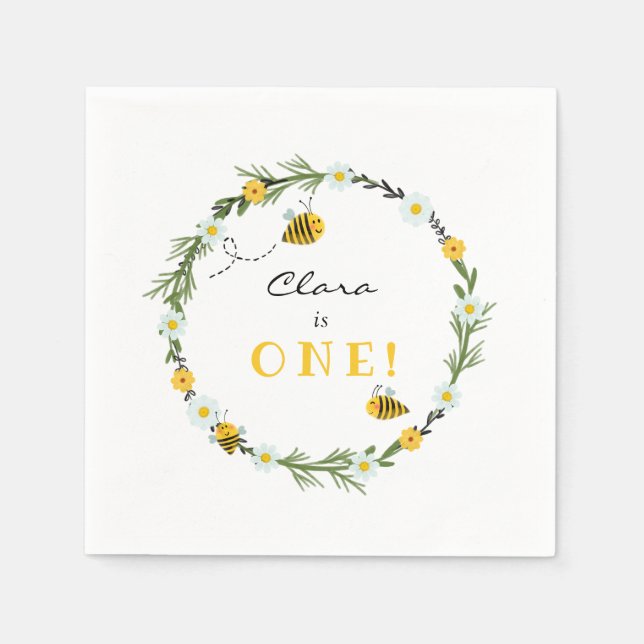 Bee Birthday Napkins (Front)