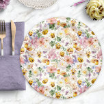 Bee Birthday Paper Plates<br><div class="desc">Introducing our charming Bee Birthday Paper Plates, where delightful little bees frolic amidst a whimsical frame of watercolor blush pink, cream, and purple wildflowers accented by beautiful sage green eucalyptus. With an elegant gold script set against a cream backdrop, our collection offers a variety of adorable invitations. Complete with coordinating...</div>