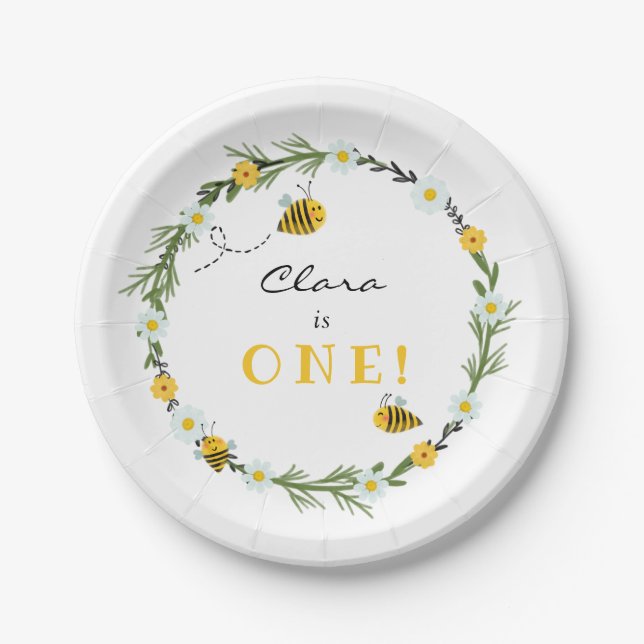Bee Birthday Paper Plates (Front)
