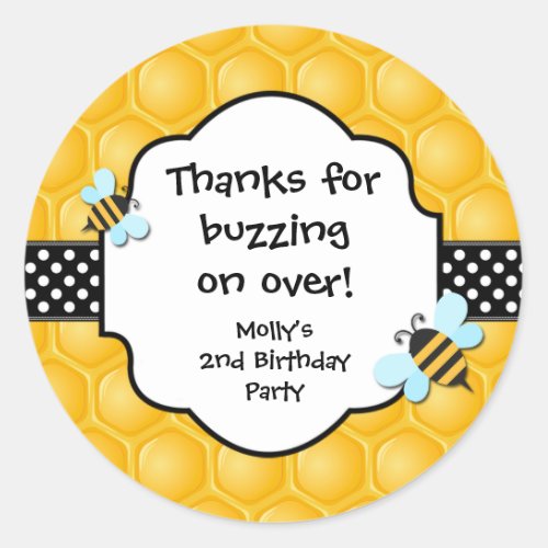 Bee Birthday Party Favor Stickers