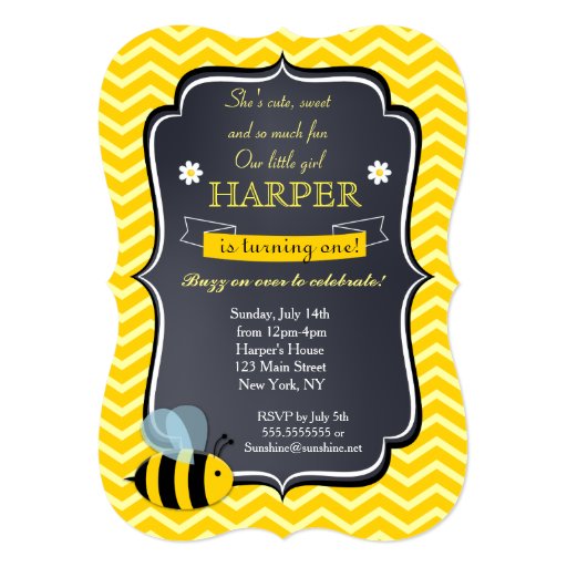 Bee Birthday Invitations 4