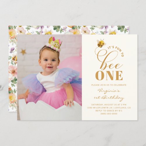 Bee Birthday Photo Invitation