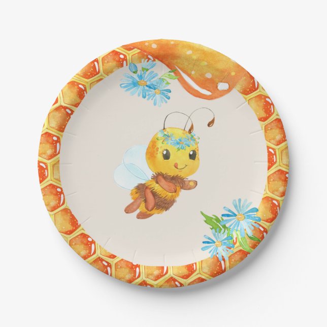 Bee Birthday Plate - Girl (Front)