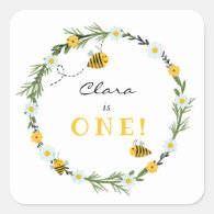 Bee Birthday Square Sticker