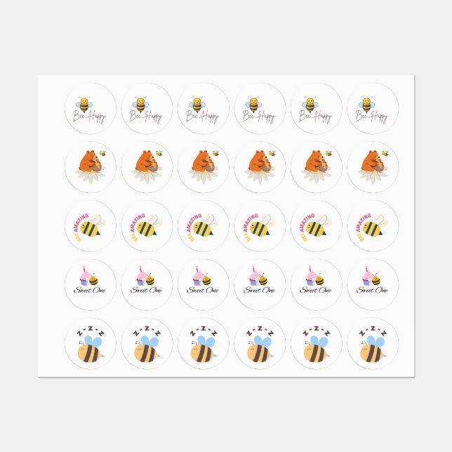 Bee Birthday Sticker Set (Sheet)