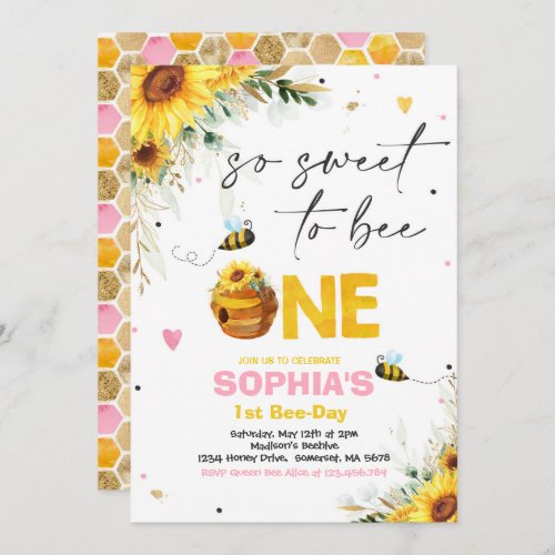 Bee Birthday Sunflower Honey Bee Birthday Party Invitation