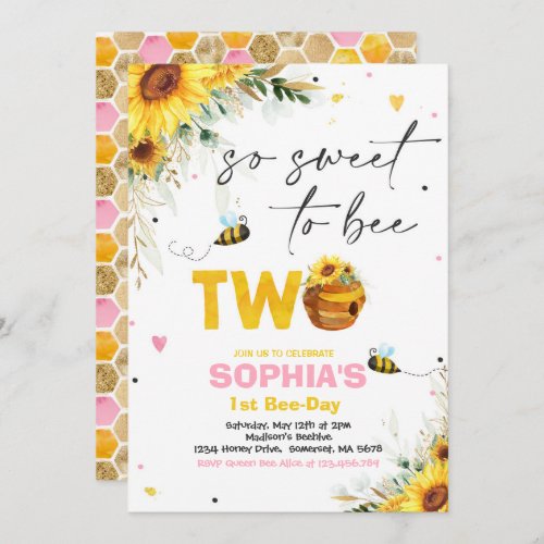 Bee Birthday Sunflower Honey Bee Birthday Party Invitation