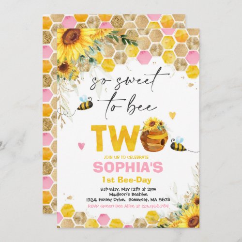 Bee Birthday Sunflower Honey Bee Birthday Party Invitation