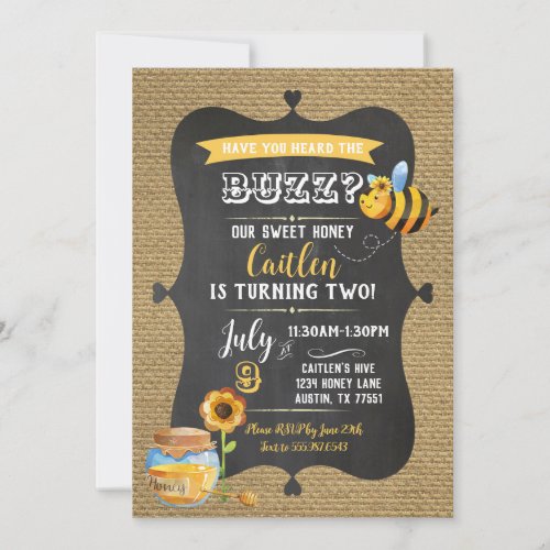 Bee Birthday Sweet Honey Bumble Bee Kids Birthday Invitation