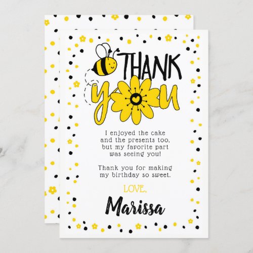 Bee Birthday Thank You Cards