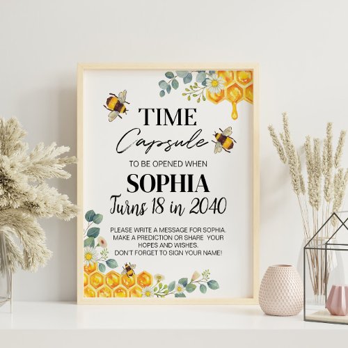 Bee Birthday Time Capsule sign
