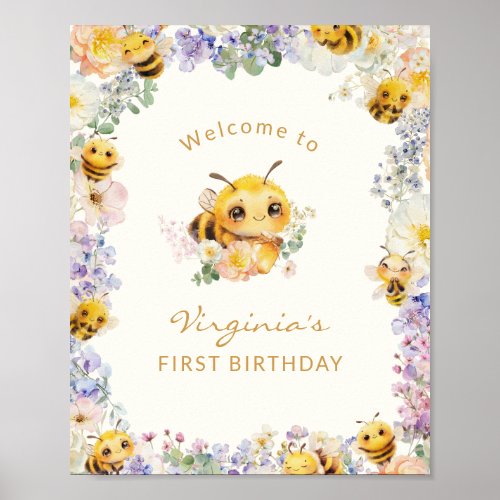 Bee Birthday Welcome Poster