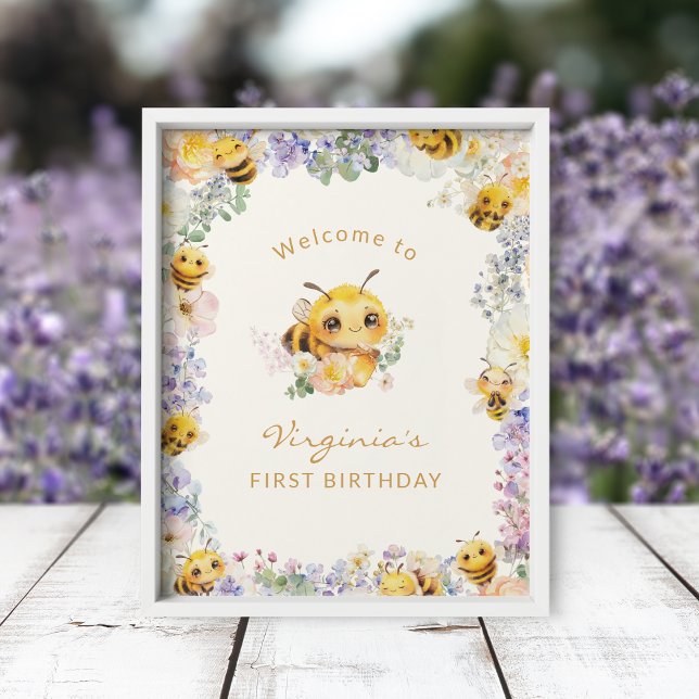 Bee Birthday Welcome Poster (Bee Birthday Welcome Poster
)